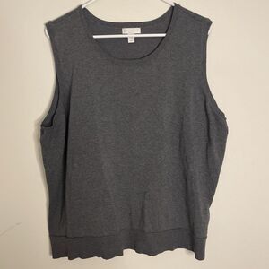 Charter Club Womens Sleeveless Charcoal Gray Silk Blend Sweater Vest Tank Sz 3X